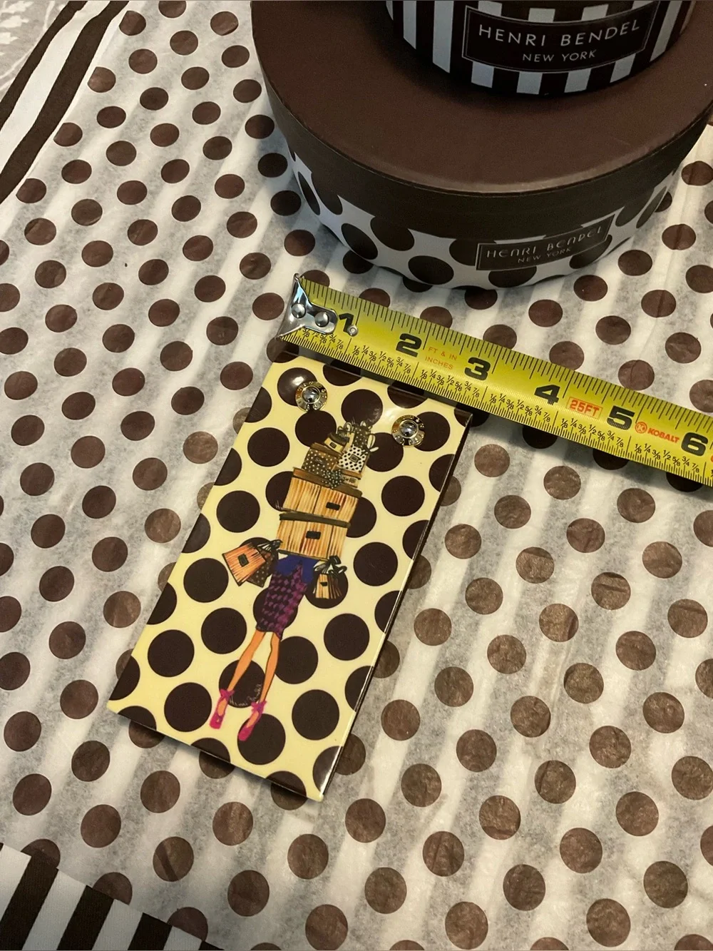In Original Box Henri Bendel Graphic Pocket Leather Notepad - Shopping Girl Dots
